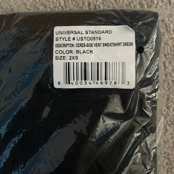 Universal Standard Size 2XS Black Ceres Side Vent Sweatshirt Dress - Picture 4 of 4